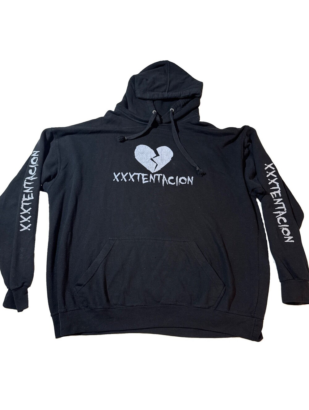 Merchandise Xxxtentacion Big Logo Broken Heart Hoodie Black 3XL